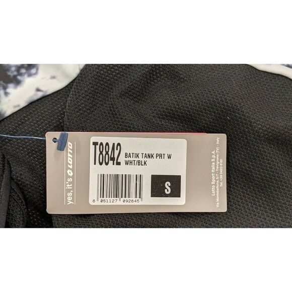 Lotto Italian Sport Design Women Small Black White Batik Mesh Racerback Tank Top - Picture 6 of 10